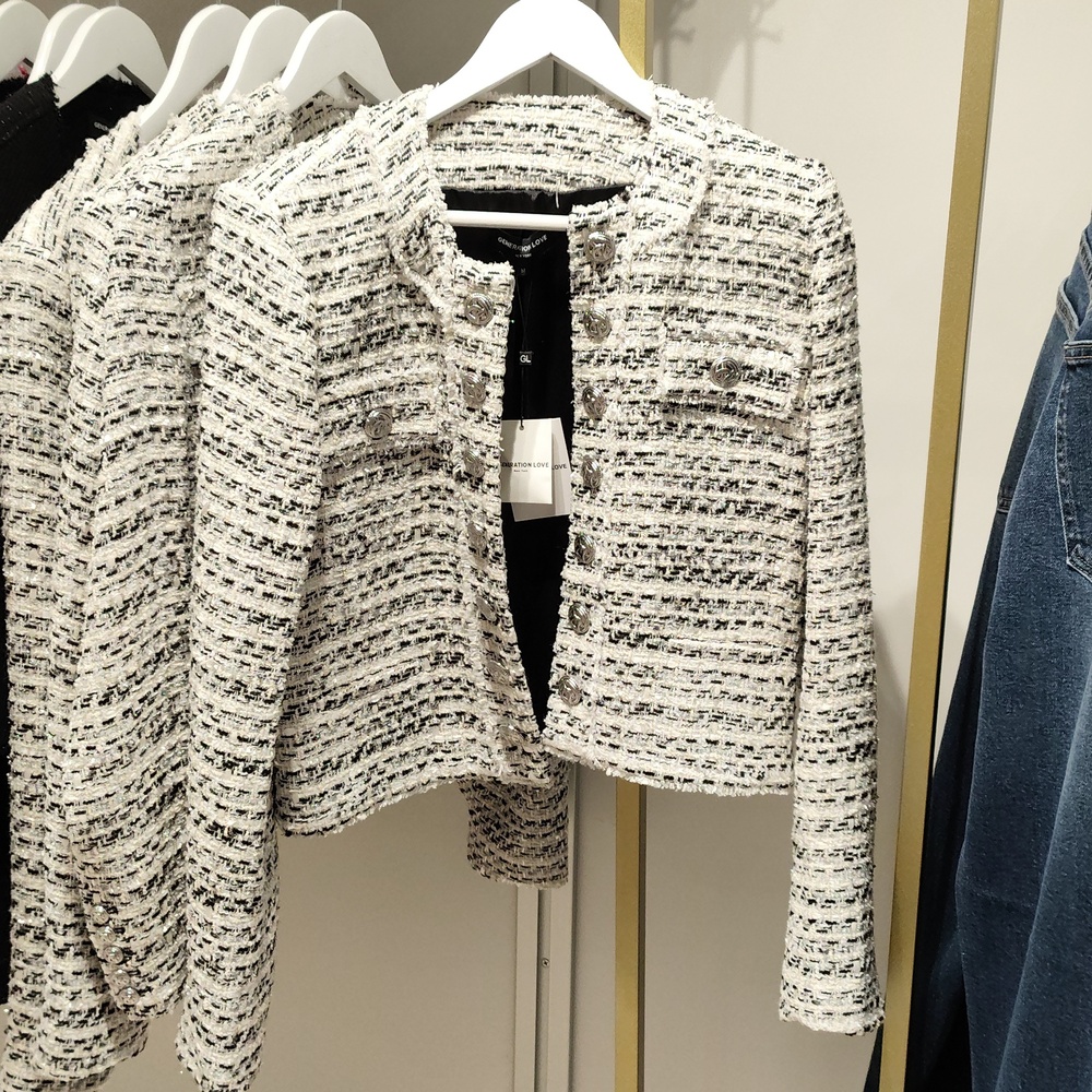 Generation Love tweed blazer B/W